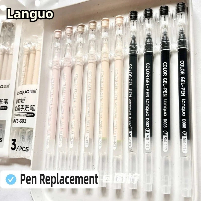 LANGUO Aesthetic Overlayable Skin Tone Gel Pens High-Capacity Art Journaling Replacement School Supplies Stationery