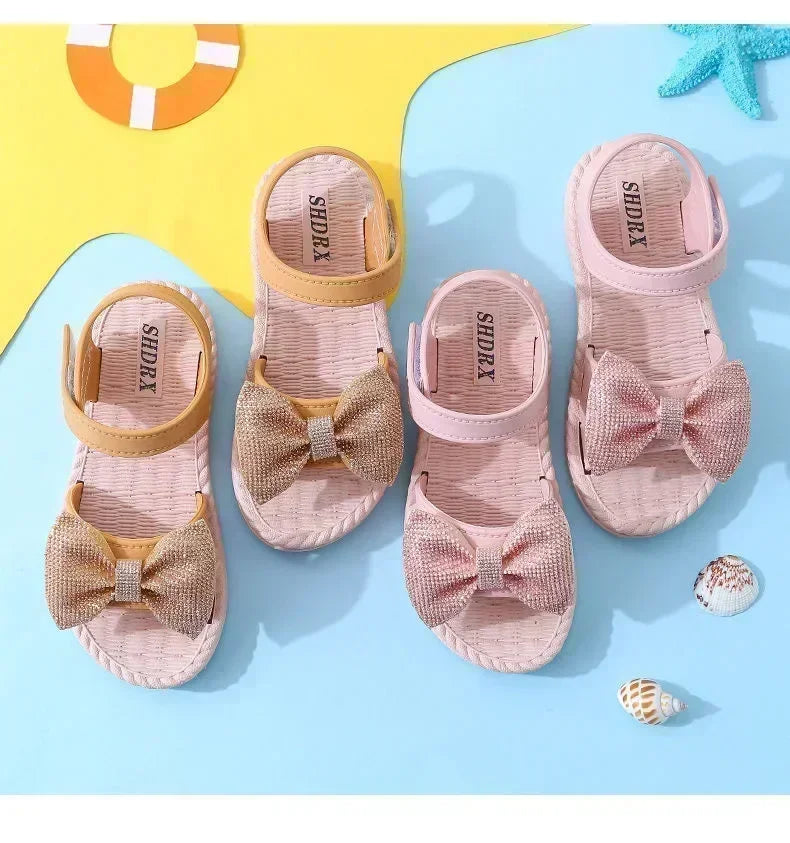 Girls Sandals Summer New Arrival Korean Style Big Kids Casual Flat Soft Sole Princess Shoes Versatile Little Girls Beach Sandals