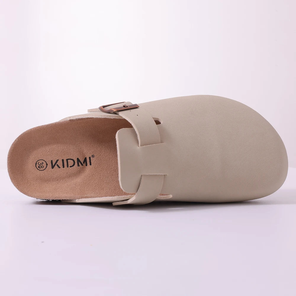 Comwarm Buckle Clogs For Women Men New Genuine Suede Clogs with Arch Support Soft Cork Footbed Mules Fashion Thick Beach Sandals