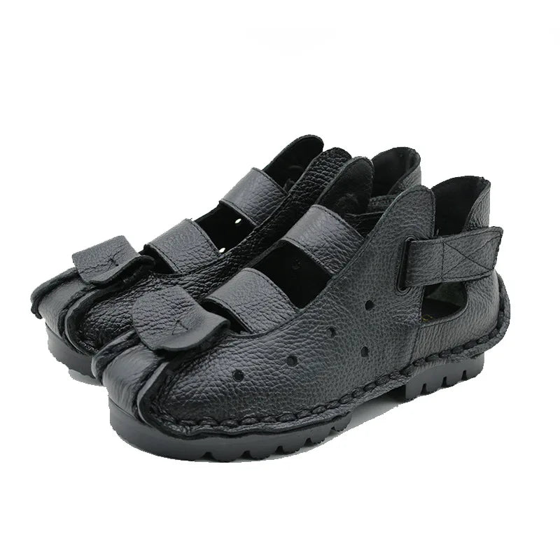 GKTINOO 2026 Summer Soft Bottom Flat Genuine Leather Women Shoes Personality Leisure Women Sandals Retro Handmade Sandals sapato