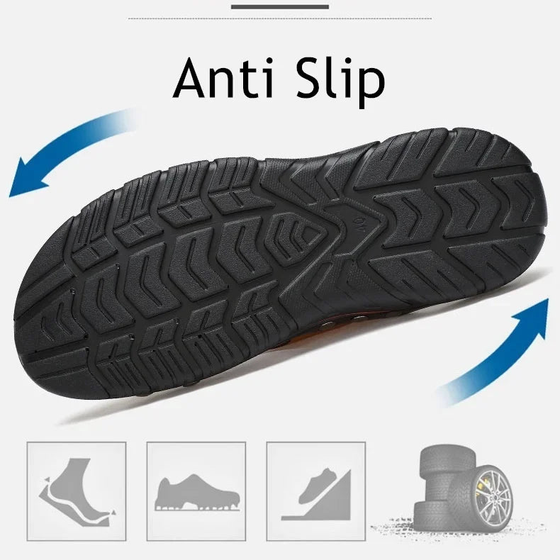 New Summer Slippers Men Sandals Soft Outdoor Slides High Quality Genuine Leather Comfortable Beach Sandals Outdoor Men Shoes