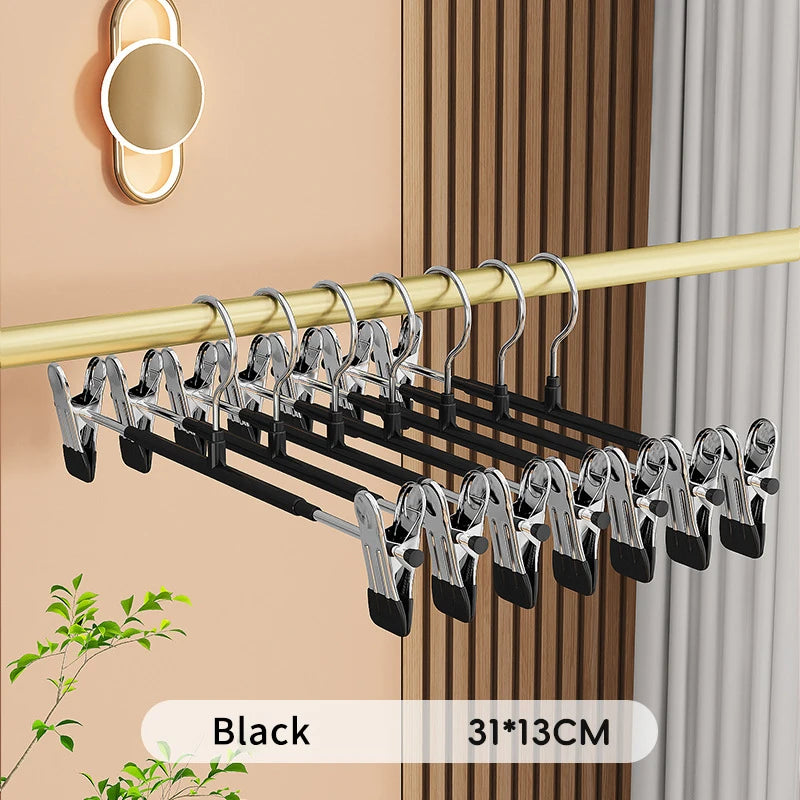 5Pcs Pants Hangers with Clips Adjustable Skirt Hangers for Women Non-Slip Trousers Hanger for Jeans Clothes Hangers for Pants