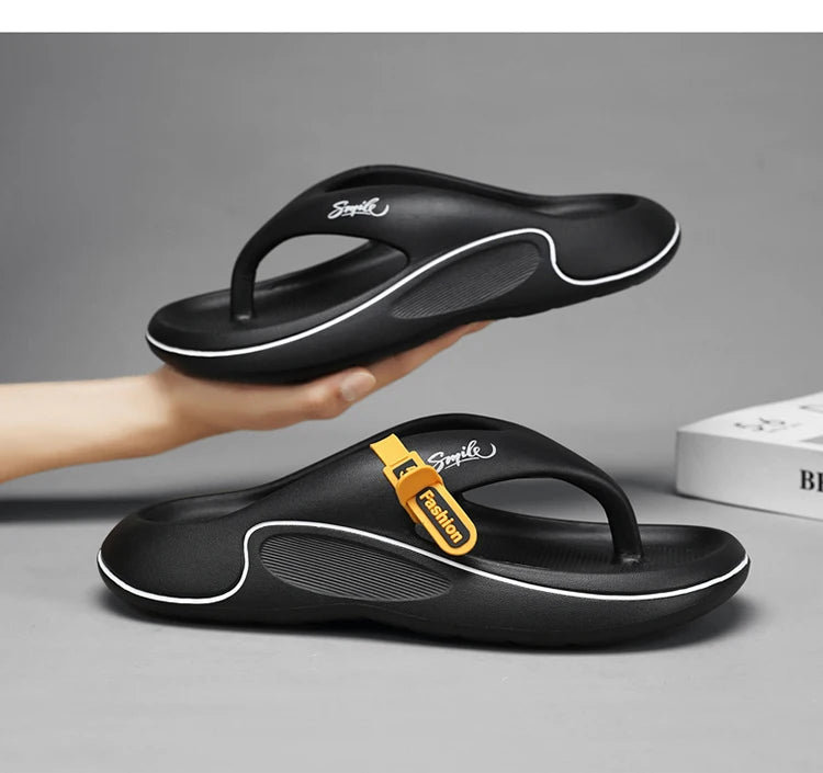 Men's flat slippers summer thick soft sole eva slippers outdoor beach sandals women's 45 non-slip comfortable bathroom slippers