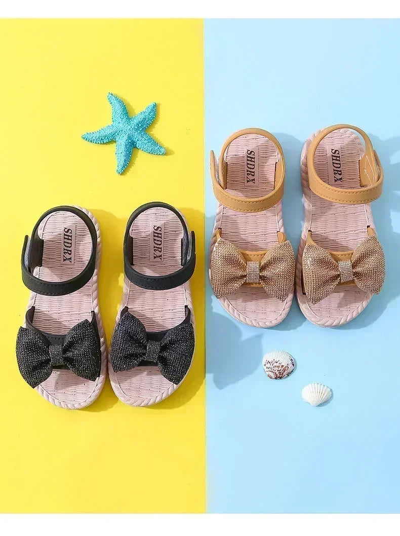 Girls Sandals Summer New Arrival Korean Style Big Kids Casual Flat Soft Sole Princess Shoes Versatile Little Girls Beach Sandals