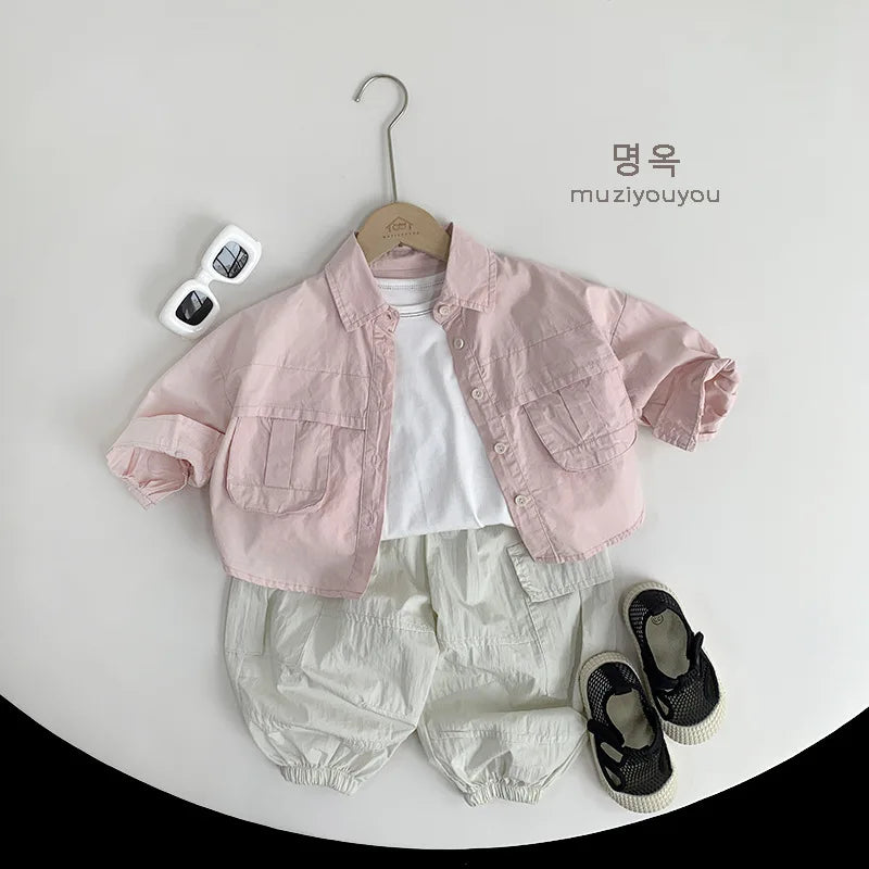2025 Summer New Children Thin Mosquito Proof Pants Solid Girls Breathable Casual Pants Cotton Kids Boys Loose Cargo Pants