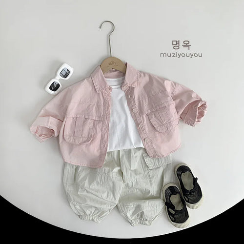 2025 Summer New Children Thin Mosquito Proof Pants Solid Girls Breathable Casual Pants Cotton Kids Boys Loose Cargo Pants