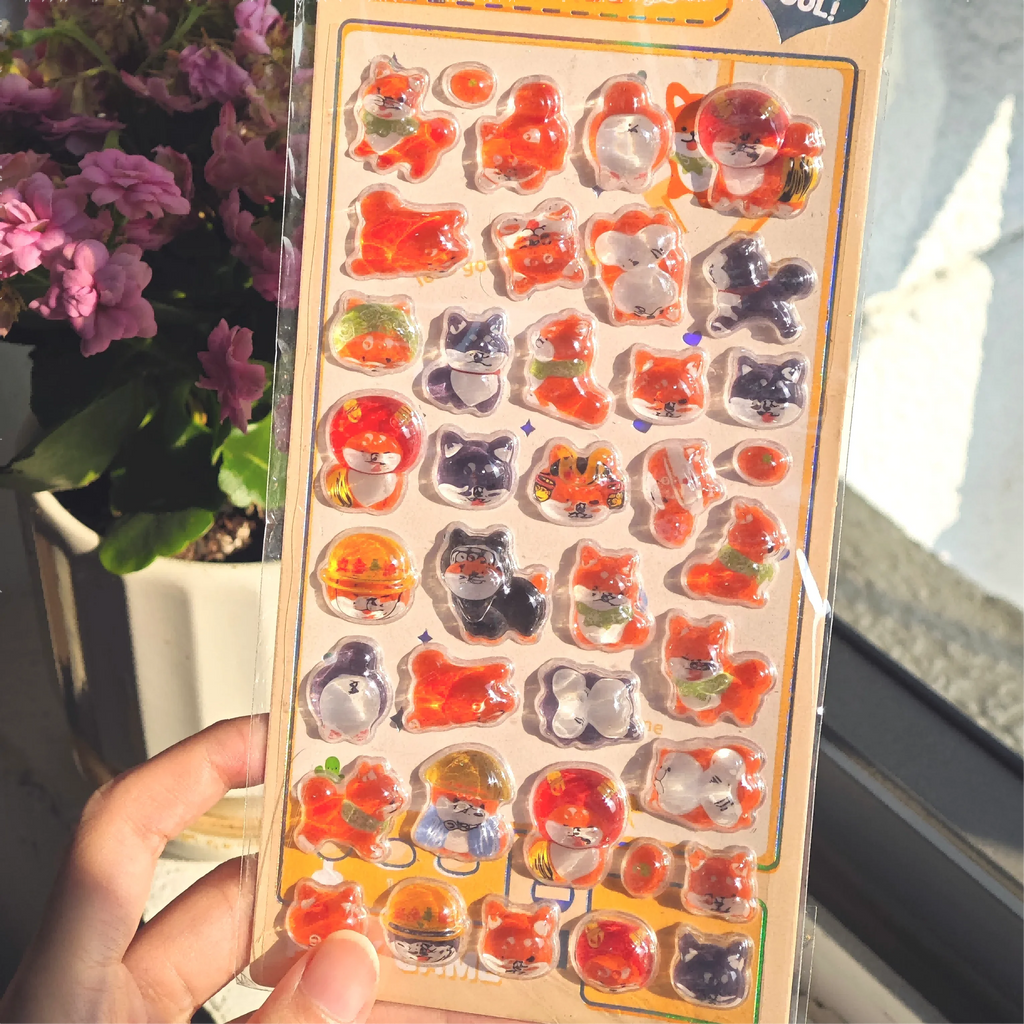 Kawaii Japanese Animal Sushi 3D Relief Drop Sticker for Scrapbooking Cute DIY Phone Case Decor Sticker School Stationery Supply