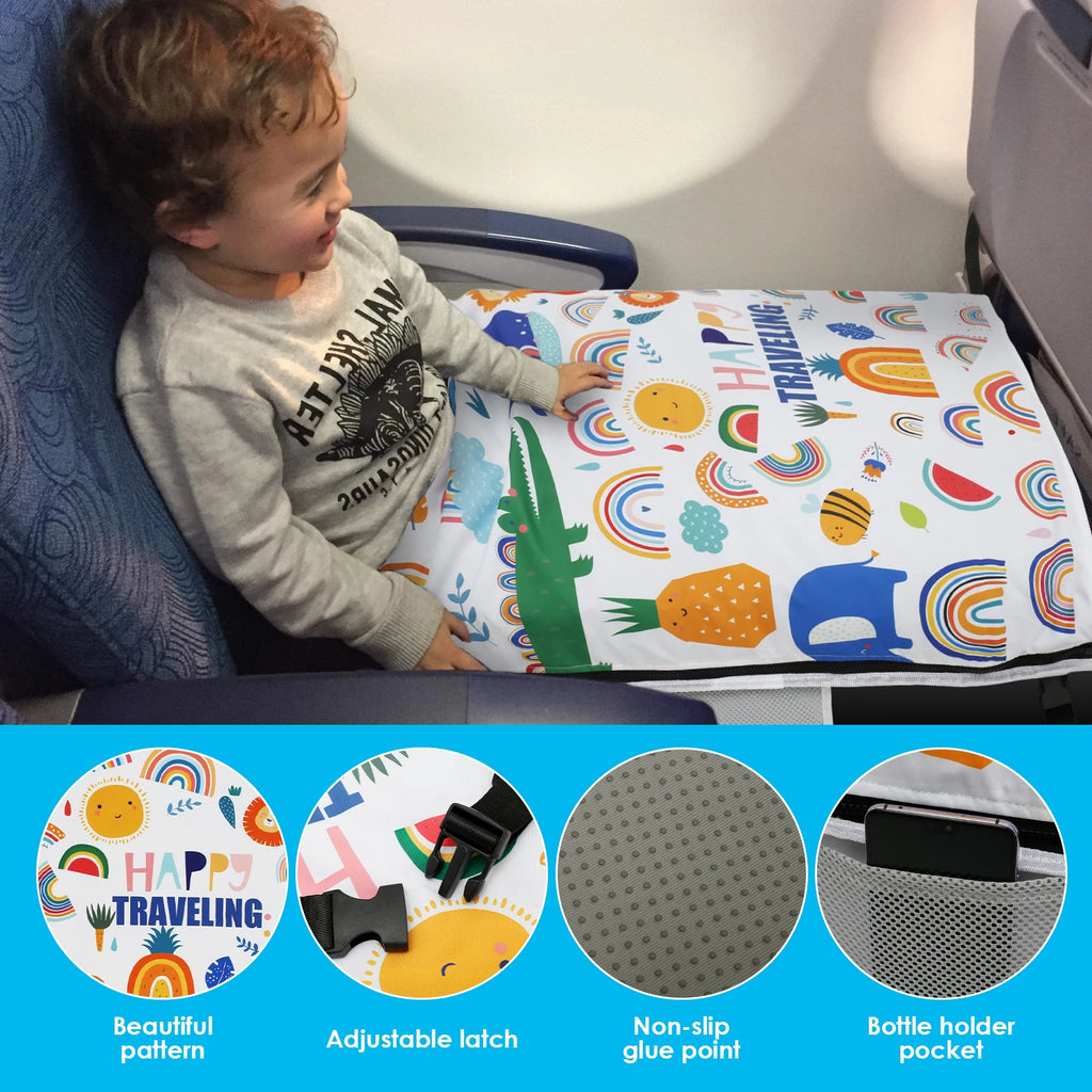 Toddler Travel Airplane Bed with Quilt Portable Children Pedals Beds Comfortable Aircraft Hammock Seat Extender Extra Leg Room
