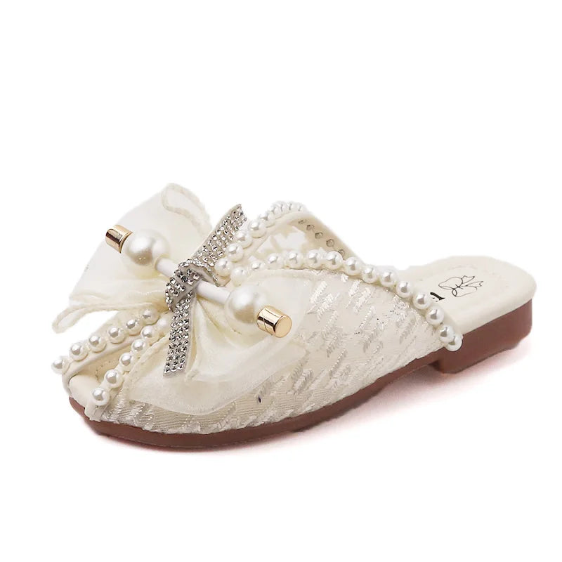 2025 New Girls Princess Sandals Summer Luxury Rhinestone Children Causal Shoes Chic Lace Kids Beach Sandals Open-toe Thick Soled
