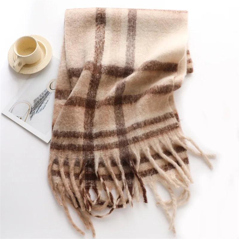 Korean Winter Imitation Cashmere Scarf Student Neck Thick Warm Shawl Men Women Popular Tassel Scarves Bufanda Blanket Thickening