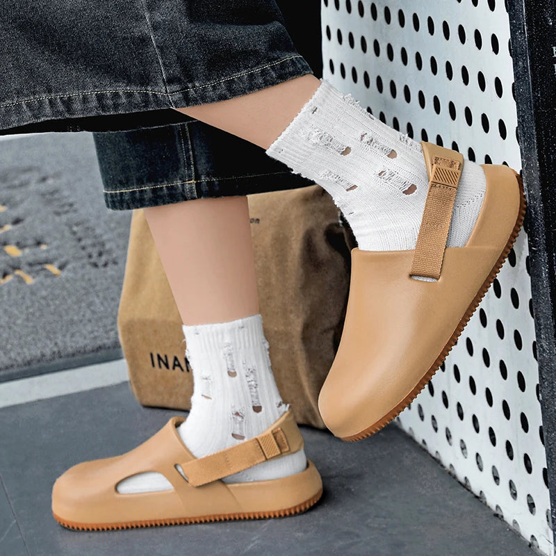 Summer Men Slippers Platform Outdoor Beach Sandals Clogs Quick Dry Non-Slip Indoor Slides Bathroom Shoe Couple Casual Loafers 45