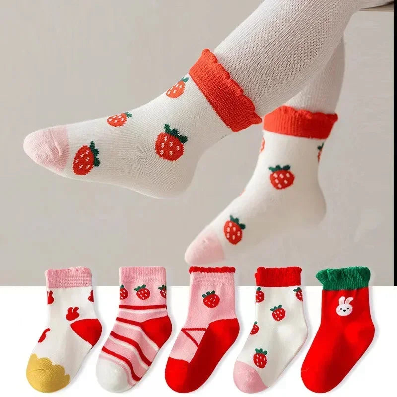 5 Pairs Kids Boys Socks Tennis Children Sport School Students Socks Spring Autumn Soft Cotton Toddler Mid Tube Girls Sports Sock