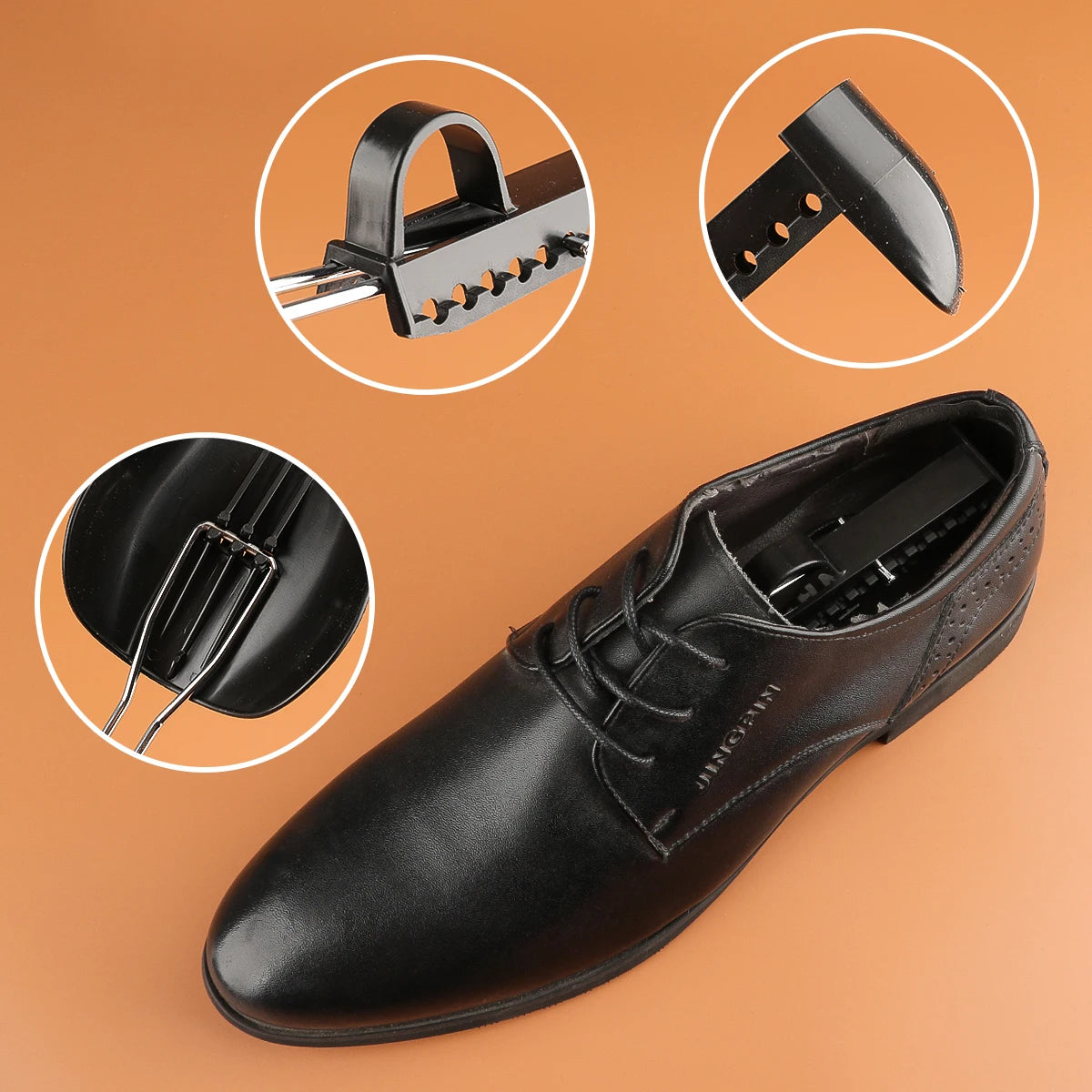 1pair Black Plastic Adjustable Length Stretcher Boots Holder Shoe Support For Women & Men