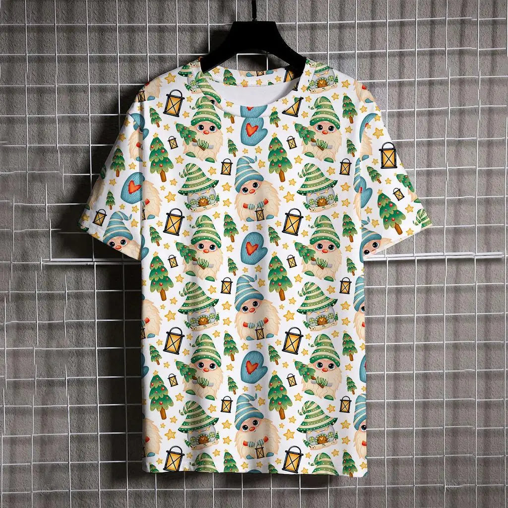 Kids Clothes Cartoon Christmas Santa Claus T Shirt Casual Short Sleeve T Shirts for Boys Girls 2-10y Christmas Gift for Children