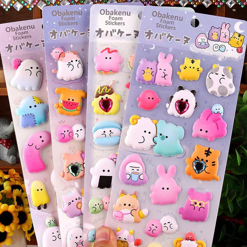 1 pc/4 pcs Cartoon Ghost Diamond 3D Puffy Sticker Scrapbooking Diy Journal Stationery Sticker Cute Decor School Supplies Gift