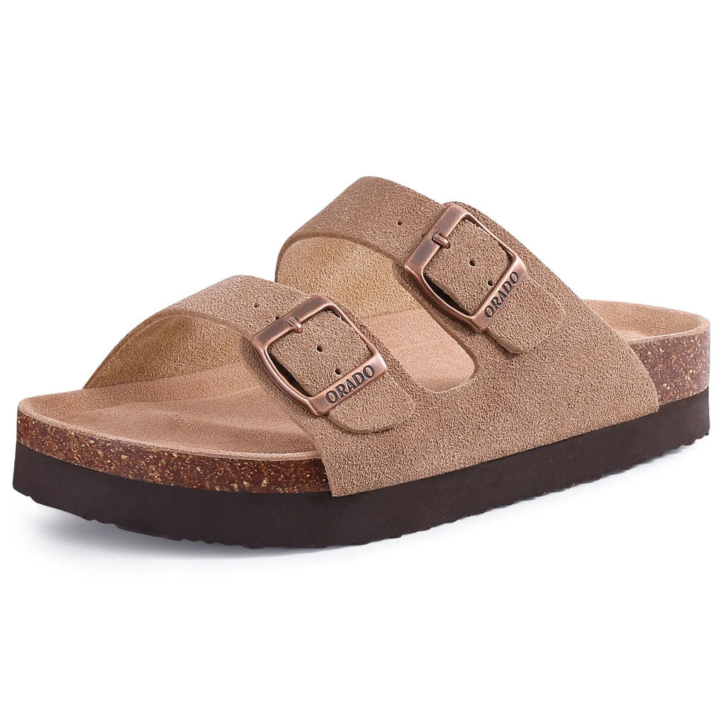 Kidmi Women's Genuine Suede Clogs Soft Footbed Leather Potato Shoes Comfort Slip On Clogs with Arch Support Fashion Home Slipper