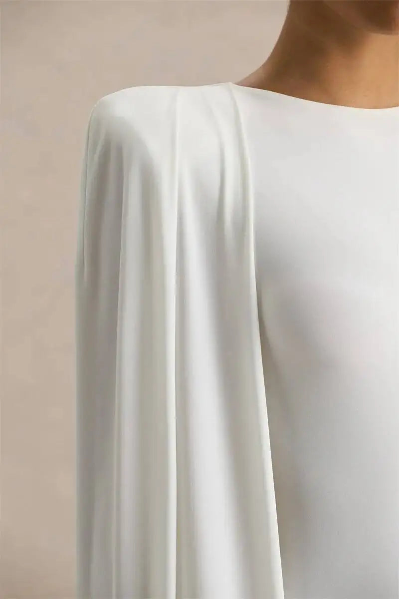 Blifanbo Sexy Cape Sleeve Maxi Dress Women Gown Fashion O Neck High Waist Split Zipper Club Party Long Dresses Female Elegant