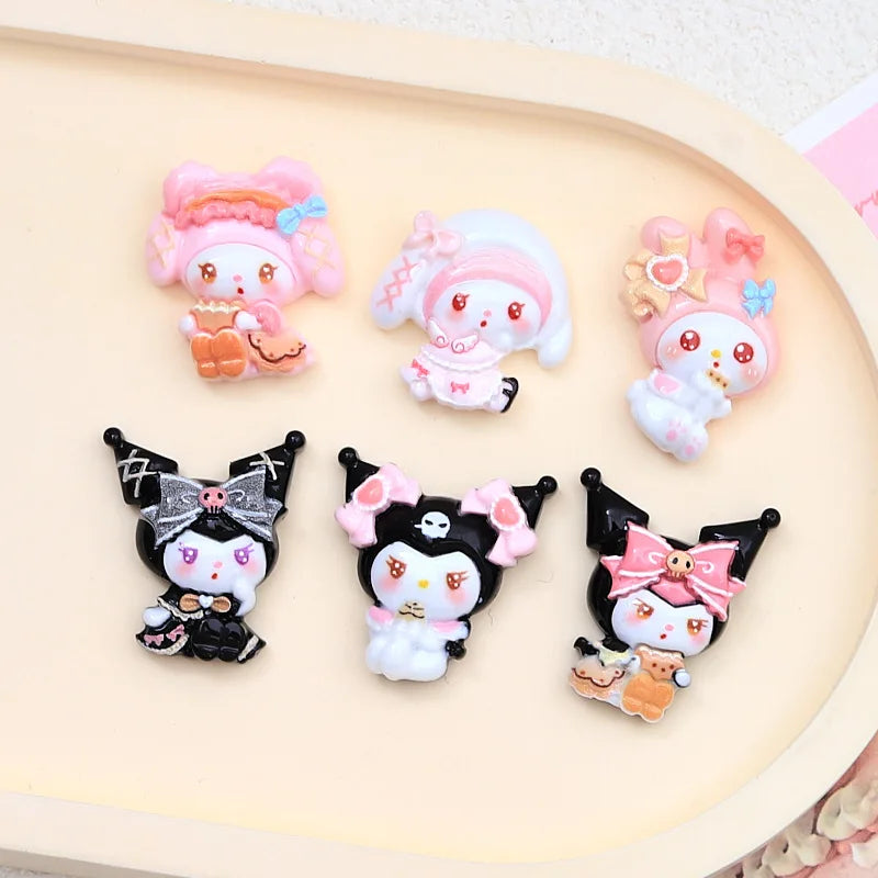 10 Pcs New Kawaii  Cartoon bow Anime Characters Resin Scrapbook Diy Jewelry Children Gift Hairpin Accessories A7