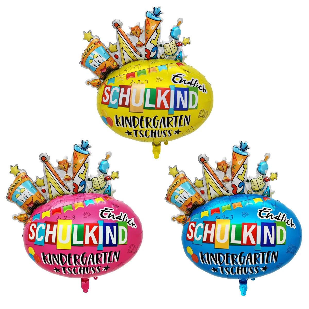 10pcs German Letter Schulkind Back to School Balloons Set Ice Cream Hurra Schulkind Black To School Decorations