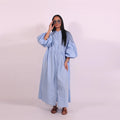 Casual Long Dress Women Loose O Neck Single Breasted Long Sleeves High Waist Robe Female 2025 Summer Fashion Solid Dresses Lady