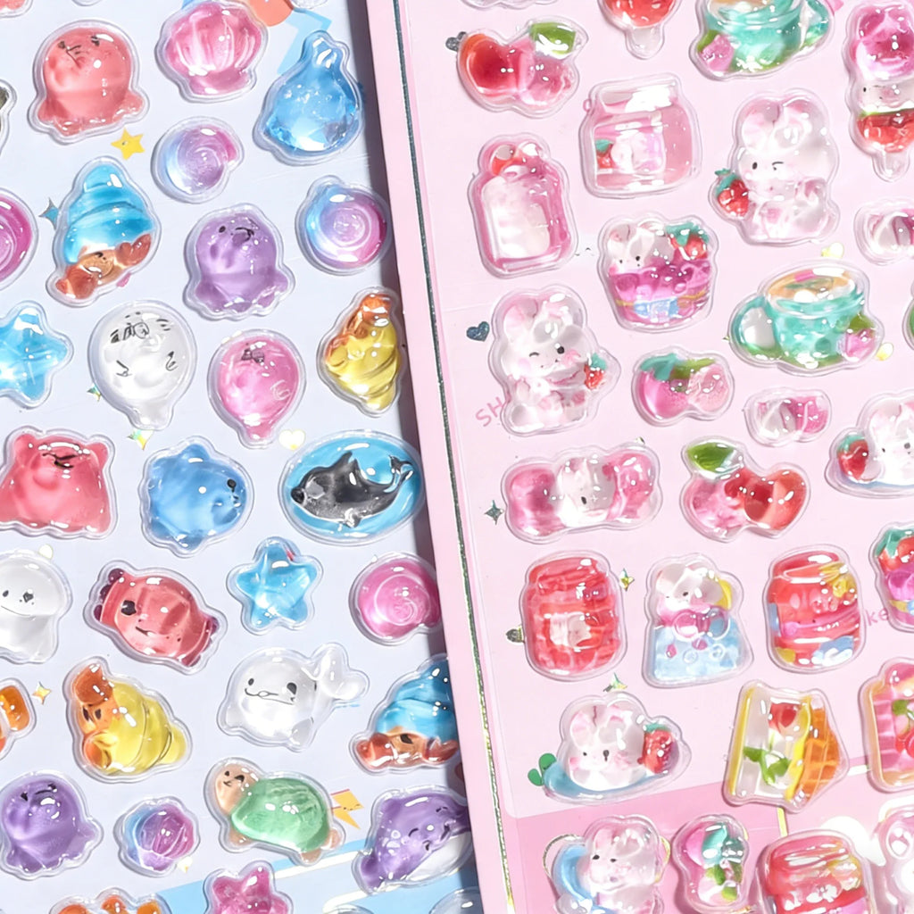 Kawaii Japanese Animal Sushi 3D Relief Drop Sticker for Scrapbooking Cute DIY Phone Case Decor Sticker School Stationery Supply