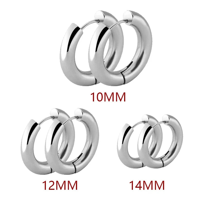 2pc Stainless Steel Small Hoop Earrings Punk Hip Hop Circle Round Huggie Hoop Earrings for Women Men Ear Ring Ear Bone Buckle