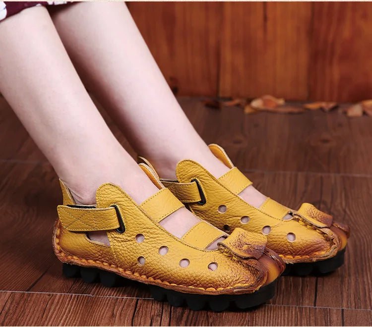 GKTINOO 2026 Summer Soft Bottom Flat Genuine Leather Women Shoes Personality Leisure Women Sandals Retro Handmade Sandals sapato
