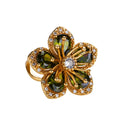 Colorful Zircon Flower Rings For Women Gold Color Stainless Steel Floral Ring Elegant Luxury Wedding Aesthetic Jewelry Gift