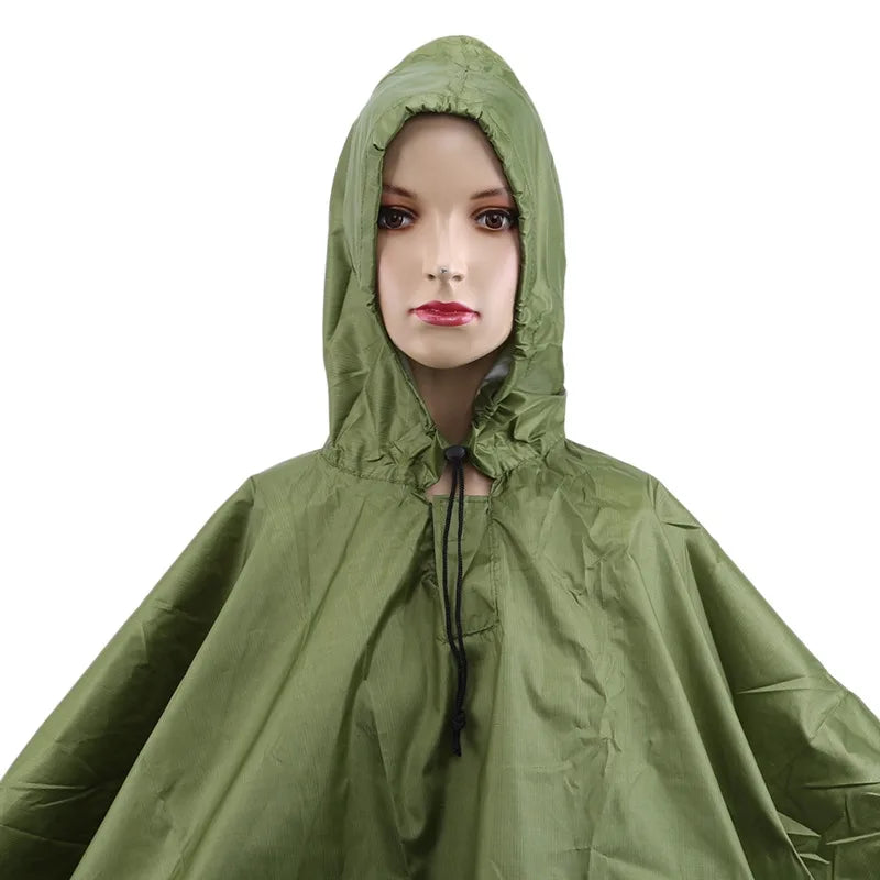 3 in 1 Waterproof Adult Long Raincoat Women Men Rain Coat Jacket Hooded Poncho for Outdoor Hiking Travel Fishing Rainwear Suit