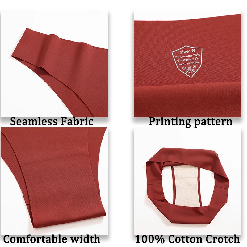3Pcs/Set Ice Silk Seamless Underwear For Women Low Waisted Brazilian Pants Breathable High Elasticity Lingerie Intimates Panties