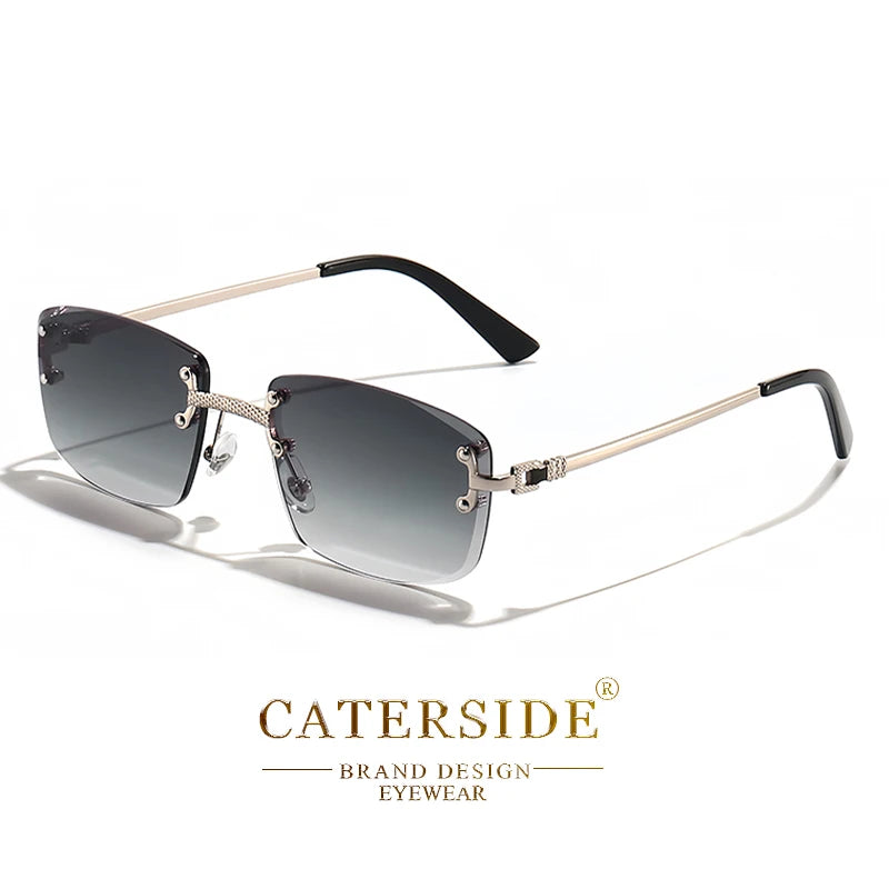 CATERSIDE Retro Rimless Square Sunglasses Men Women UV400 Small Gradient Sun Glasses For Men Popular High Quality Party Eyewear