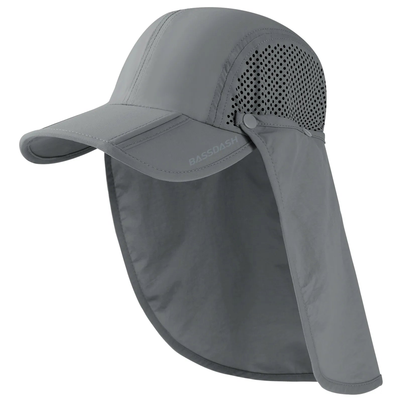 BASSDASH UPF 50+ Foldable Fishing Hat Baseball Cap with Removable Neck Flap Portable for Men Women Golf Hiking