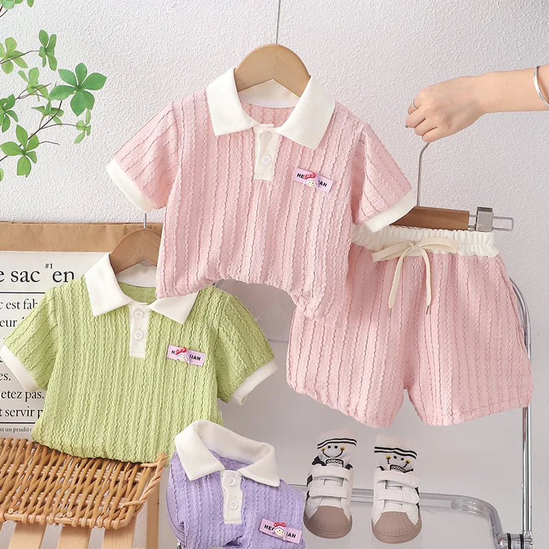 2025 New Summer Baby Girls Clothes Children Cotton T Shirt Shorts 2Pcs/Set Toddler Clothing Infant Fashion Costume Kids Suits