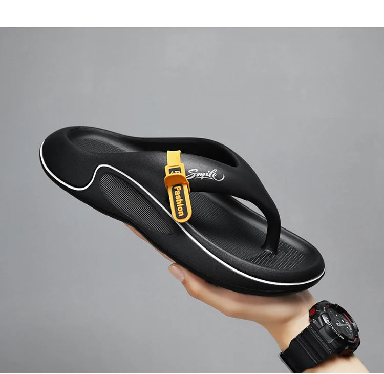 Men's flat slippers summer thick soft sole eva slippers outdoor beach sandals women's 45 non-slip comfortable bathroom slippers