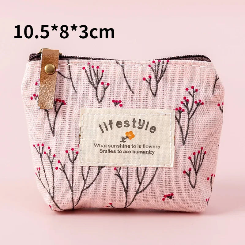 Fashion Kawaii Coin Purse Canvas Mini Floral Clutch Purse Women Girls Kids Cheap Coin Pouch Change Purses Clutch Bags Wholesale
