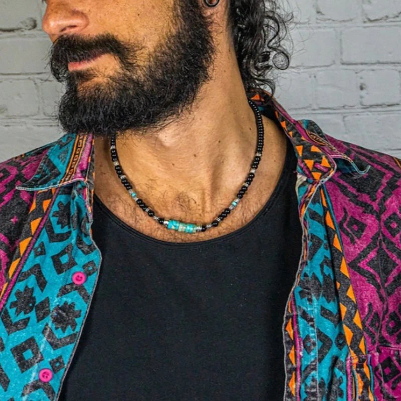1PC Fashion Vintage Ethnic Wooden Beaded Necklace for Men Hippie Necklace Man Tribal Jewelry