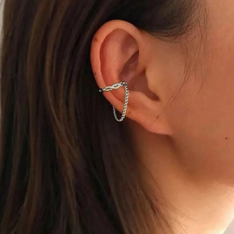 1Pc Fashion Minilist Fake Piercing Earcuff Earrings Chain Tassel Line for Woman No Piercing Ear Cuff Women Ear Jewelry