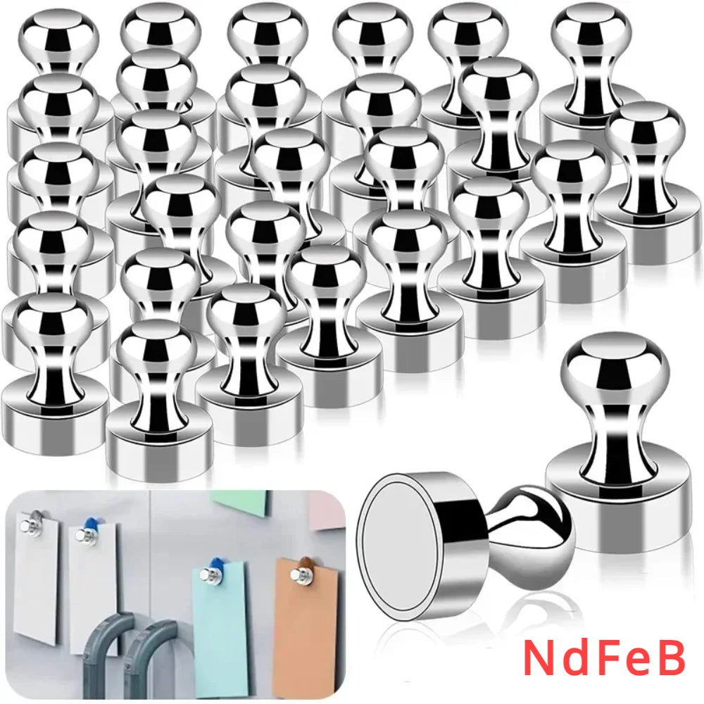1-12Pcs Metal Strong Magnetic Pins Thumbtacks for Whiteboard Fridge Cone Magnets Pushpins Portable Home Office Storage Tools