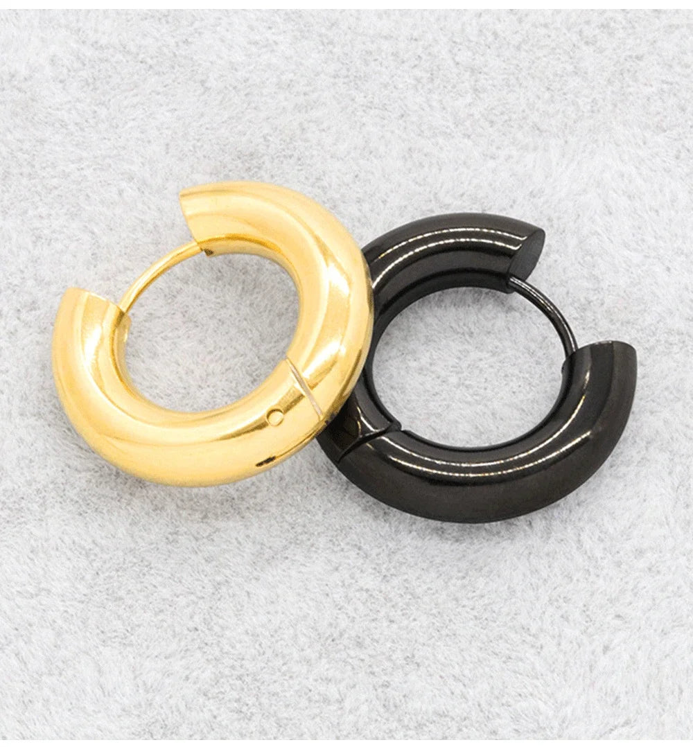 2pc Stainless Steel Small Hoop Earrings Punk Hip Hop Circle Round Huggie Hoop Earrings for Women Men Ear Ring Ear Bone Buckle