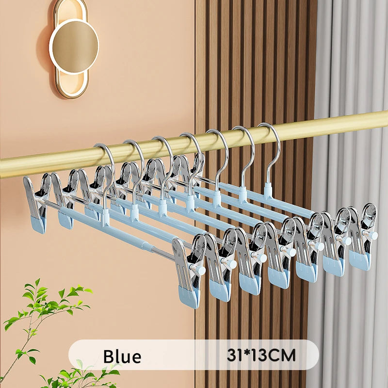 5Pcs Pants Hangers with Clips Adjustable Skirt Hangers for Women Non-Slip Trousers Hanger for Jeans Clothes Hangers for Pants
