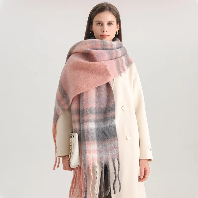 Korean Winter Imitation Cashmere Scarf Student Neck Thick Warm Shawl Men Women Popular Tassel Scarves Bufanda Blanket Thickening