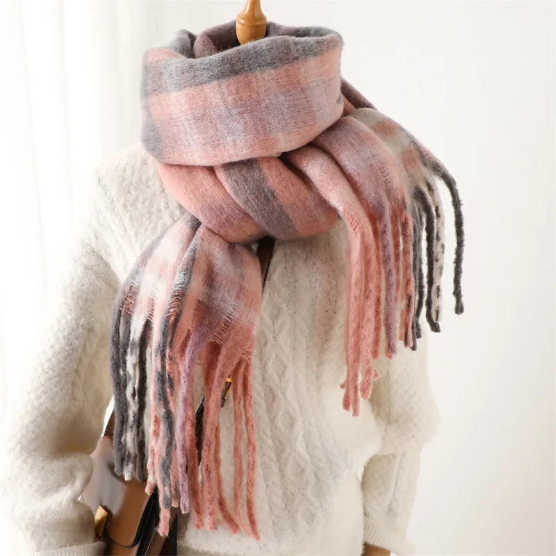 Korean Winter Imitation Cashmere Scarf Student Neck Thick Warm Shawl Men Women Popular Tassel Scarves Bufanda Blanket Thickening