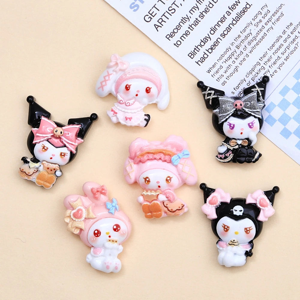10 Pcs New Kawaii  Cartoon bow Anime Characters Resin Scrapbook Diy Jewelry Children Gift Hairpin Accessories A7