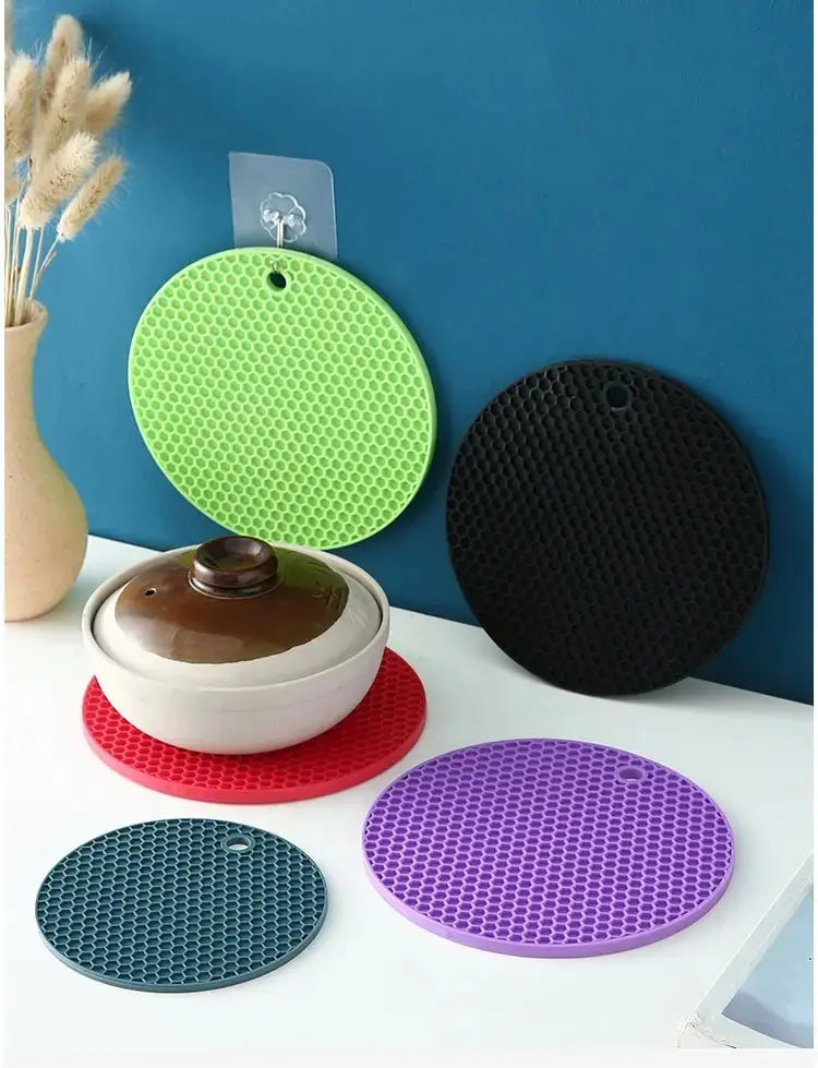 Round Resistant Rubber Mat Drink Cup Coasters Insulation Non Slip Pot Holder Thicken Table Placemat Kitchen Accessories