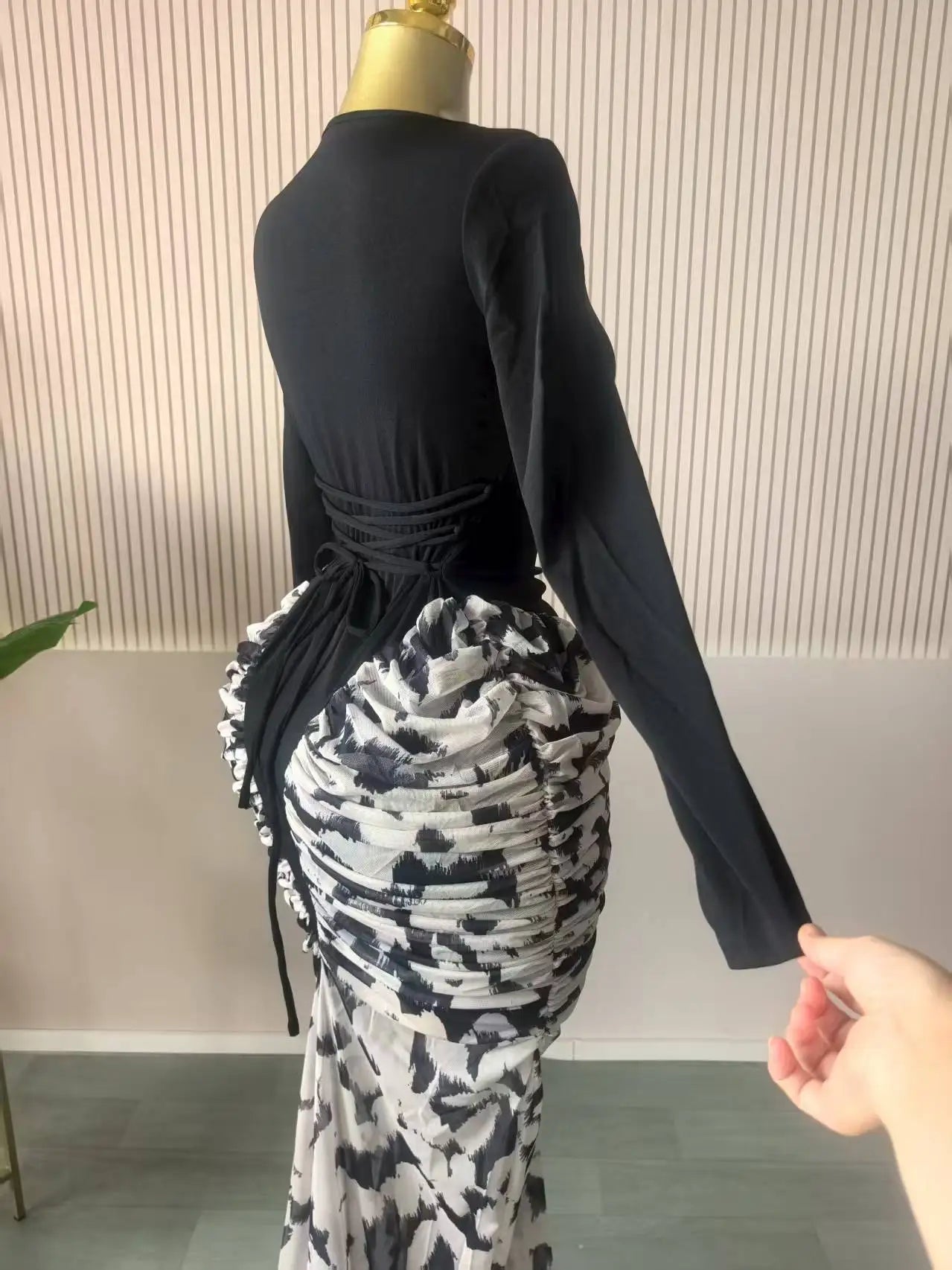 CM.YAYA Women Print Patchwork Stacked Ruched Sleeveless Bodycon Midi Maxi Long Dress 2025 Birthday Vacation Sexy Party Dresses