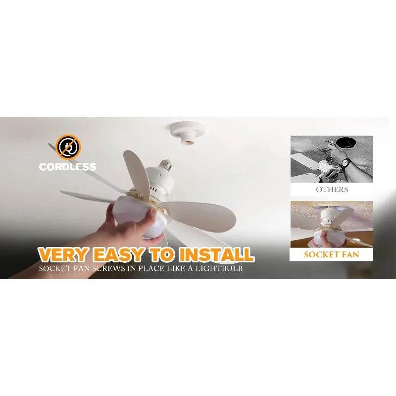 LED Ceiling Fan Light E27 with Remote Control for Dimming, Suitable for Living Room, Study, Household Use, 85-265V