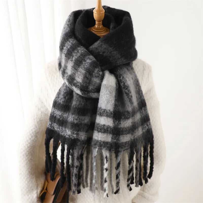 Korean Winter Imitation Cashmere Scarf Student Neck Thick Warm Shawl Men Women Popular Tassel Scarves Bufanda Blanket Thickening