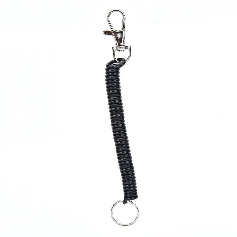 2PC  Plastic black extendable spring coil spiral tension chain keychain keychain keychain