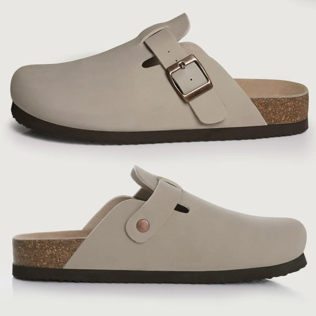 Kidmi Women's Genuine Suede Clogs Soft Footbed Leather Potato Shoes Comfort Slip On Clogs with Arch Support Fashion Home Slipper