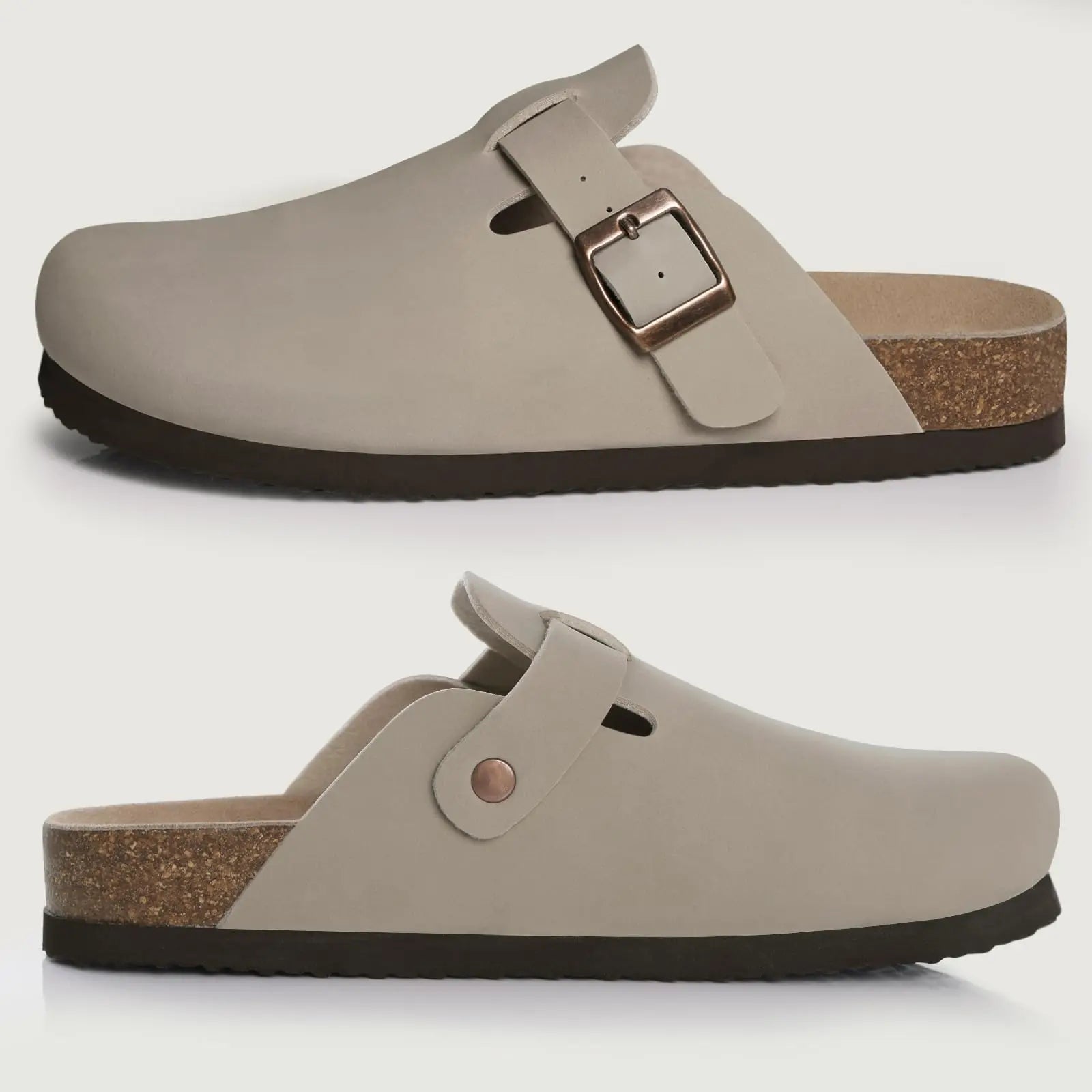 Kidmi Women's Genuine Suede Clogs Soft Footbed Leather Potato Shoes Comfort Slip On Clogs with Arch Support Fashion Home Slipper